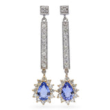 14k Yellow & White Gold Tanzanite Diamond Dangle Earrings