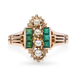 Antique 14k Yellow Gold Pearl and Turquoise Ring
