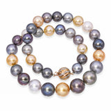 Vintage 14k Gold Graduated Multicolor South Sea Pearl Strand Necklace
