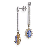 14k Yellow & White Gold Tanzanite Diamond Dangle Earrings