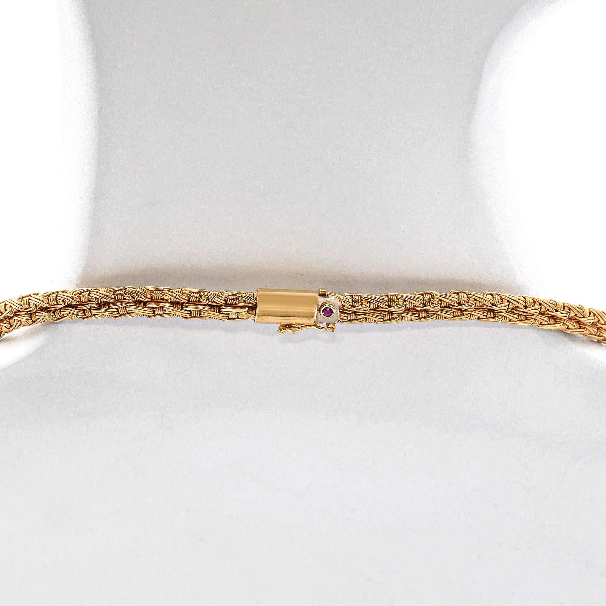 Roberto Coin 18k Yellow Gold Two Tone Braided Link Diamond Pave Necklace