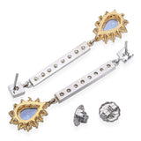 14k Yellow & White Gold Tanzanite Diamond Dangle Earrings