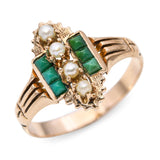 Antique 14k Yellow Gold Pearl and Turquoise Ring