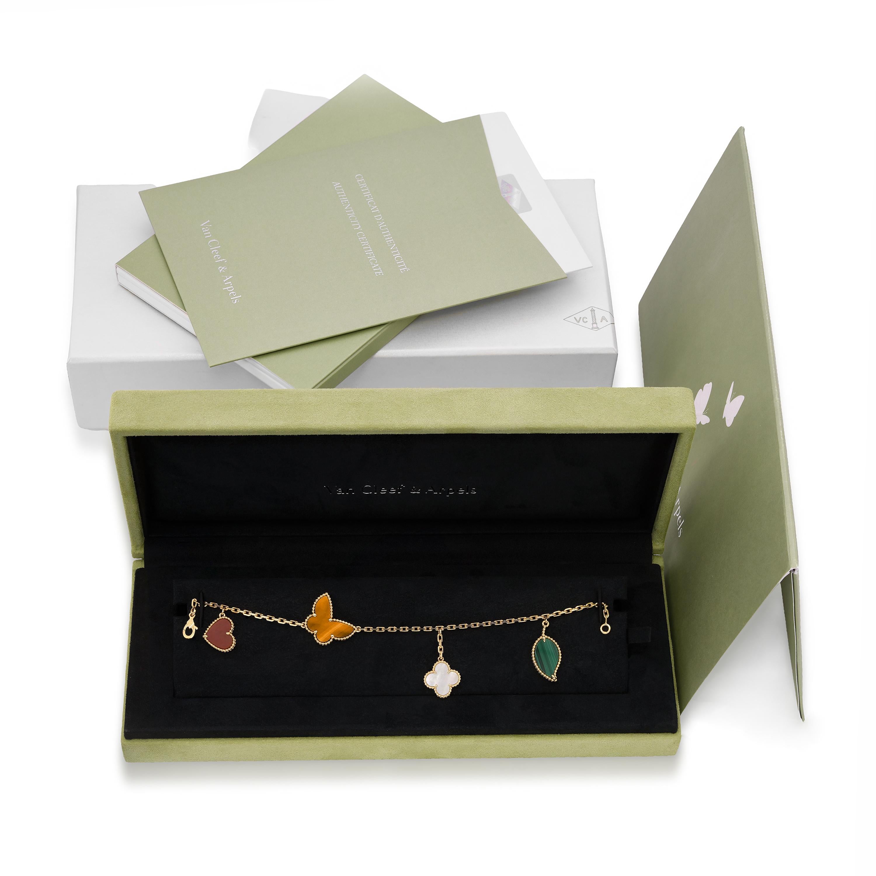 Van Cleef and Arpels 18k Yellow Gold  Lucky Alhambra Charm Bracelet