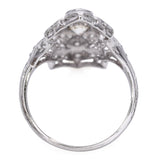 Art Deco 18k White Gold 0.67tcw Diamond Filigree Shield Ring