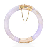 Vintage 14k Yellow Gold GIA Type A Lavender Jadeite Jade Hinged Bangle Bracelet