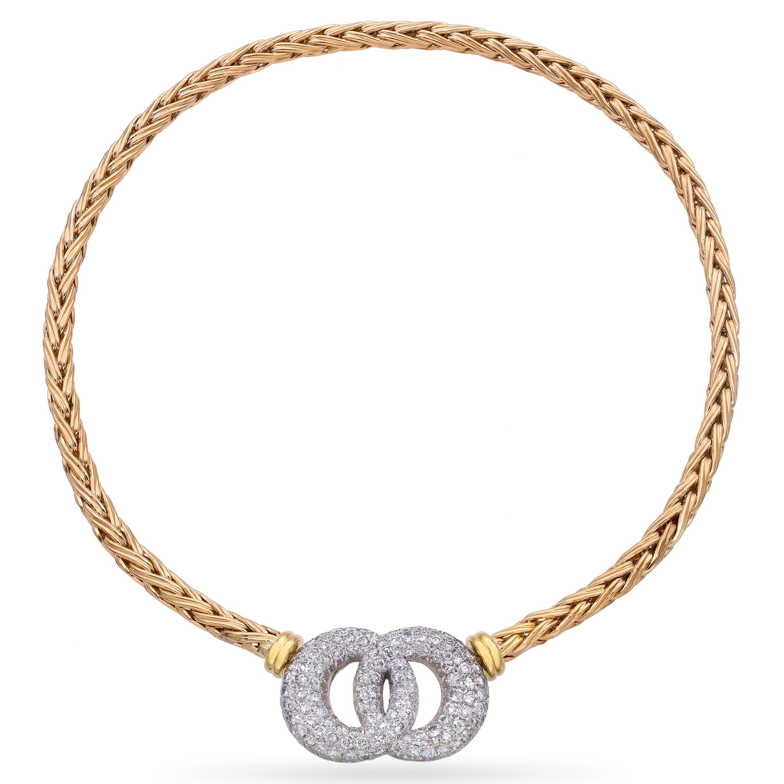 18k Yellow Gold Linked 3.4tcw Diamond Pave Rope Necklace