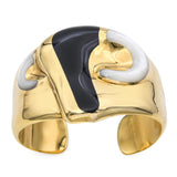 Rare Tiffany & Co Elsa Peretti 18k Yellow Gold Onyx and Mother Of Pearl Cuff