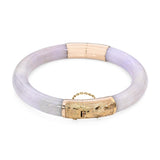 Vintage 14k Yellow Gold GIA Type A Lavender Jadeite Jade Hinged Bangle Bracelet