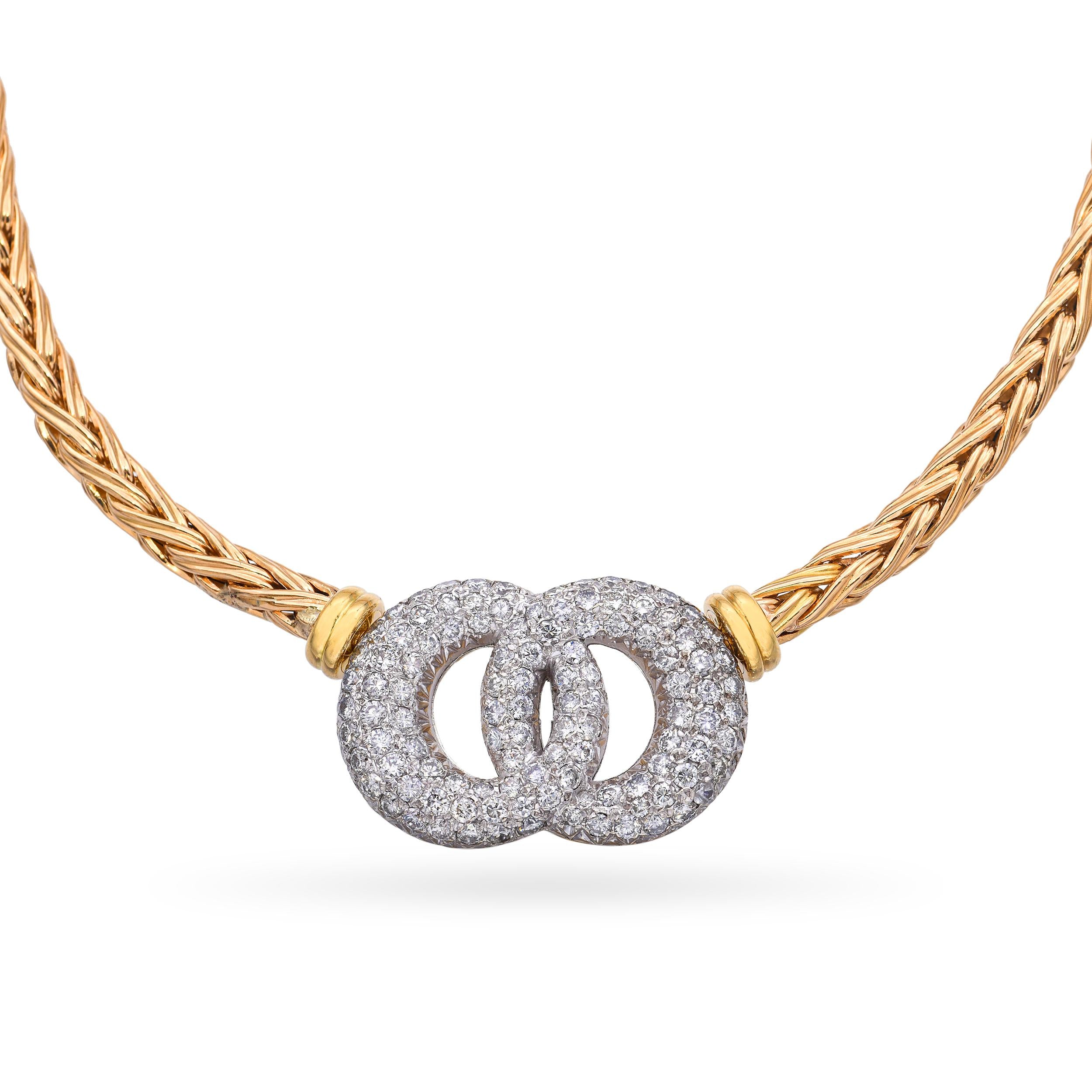 18k Yellow Gold Linked 3.4tcw Diamond Pave Rope Necklace