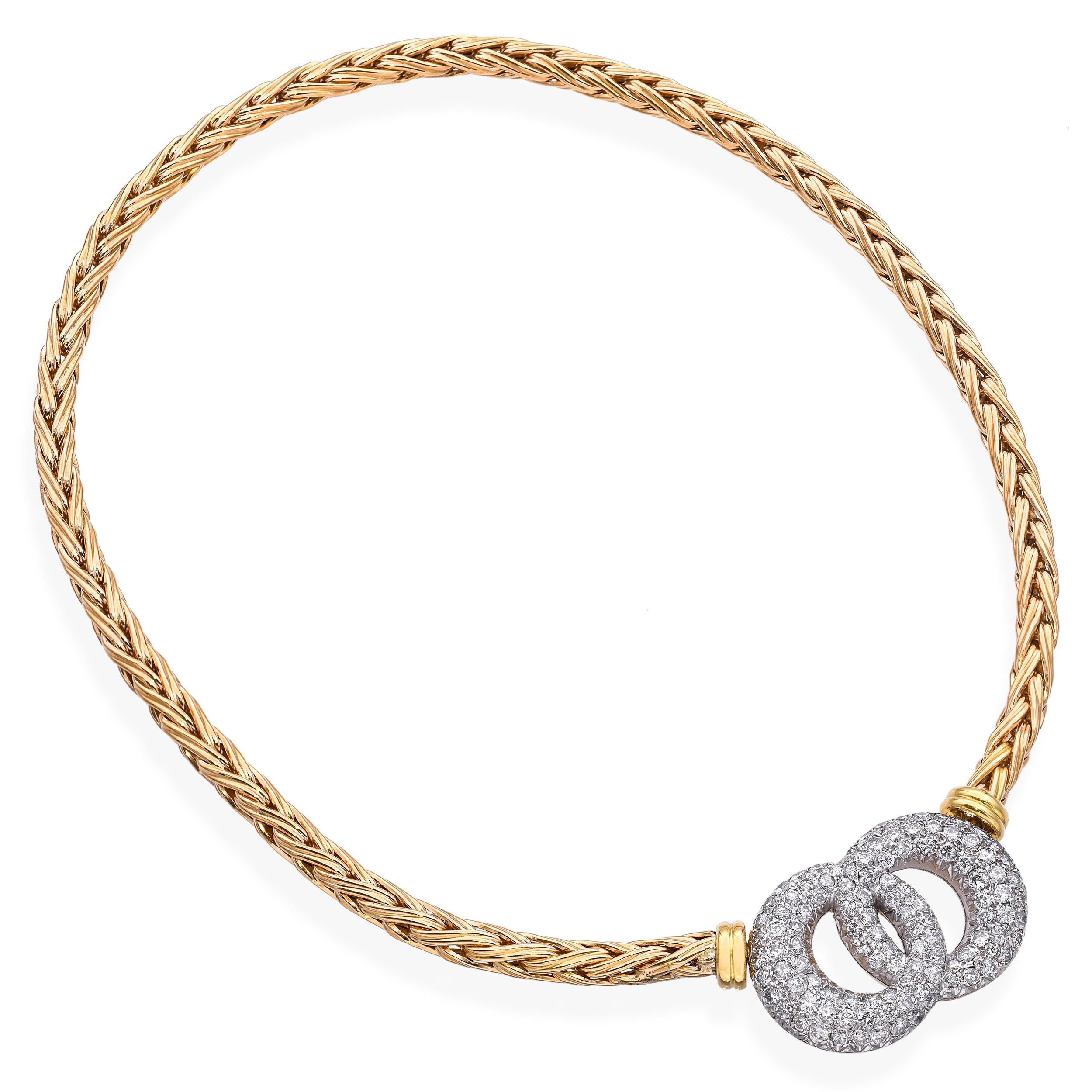 18k Yellow Gold Linked 3.4tcw Diamond Pave Rope Necklace