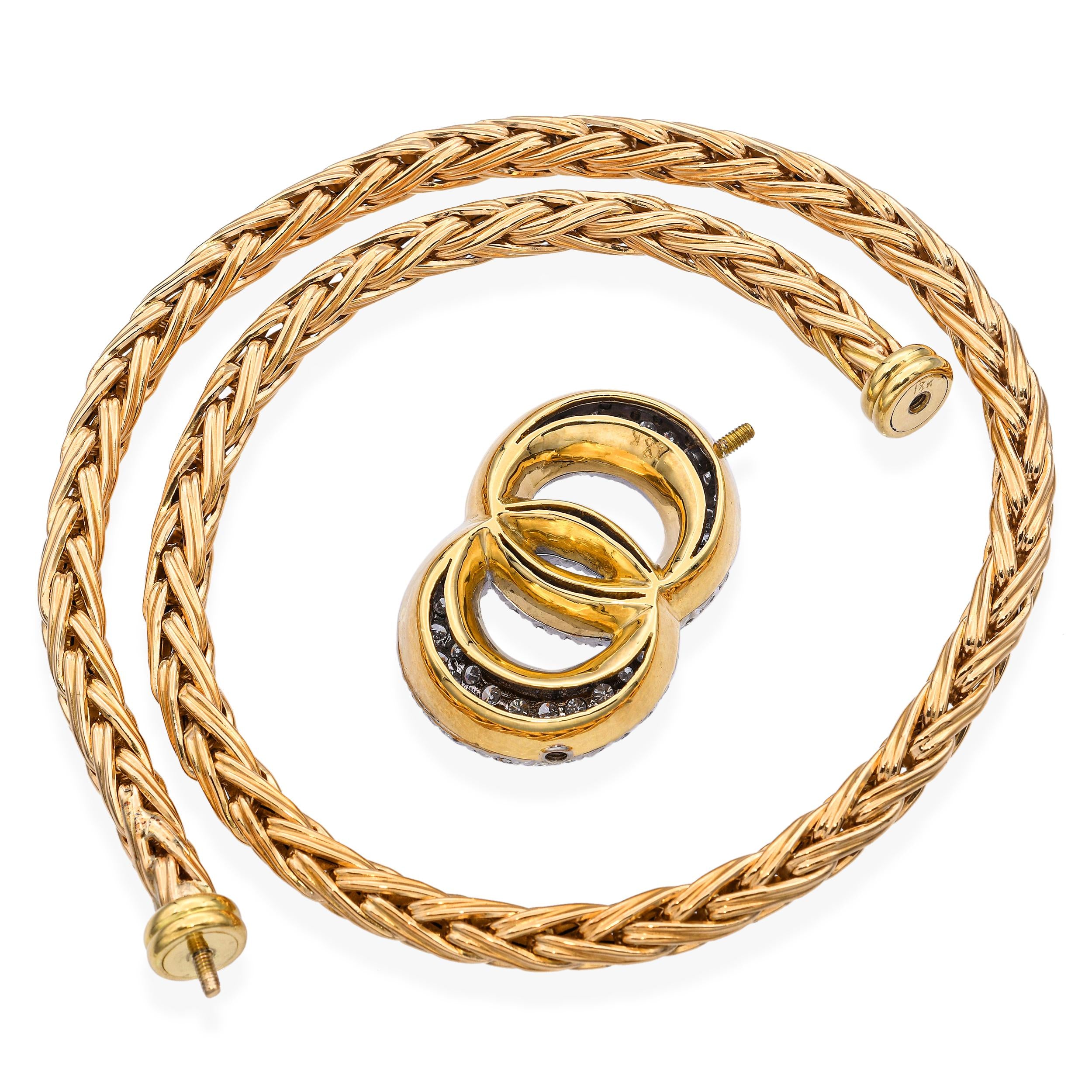 18k Yellow Gold Linked 3.4tcw Diamond Pave Rope Necklace