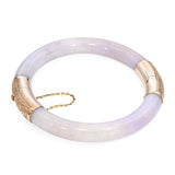 Vintage 14k Yellow Gold GIA Type A Lavender Jadeite Jade Hinged Bangle Bracelet