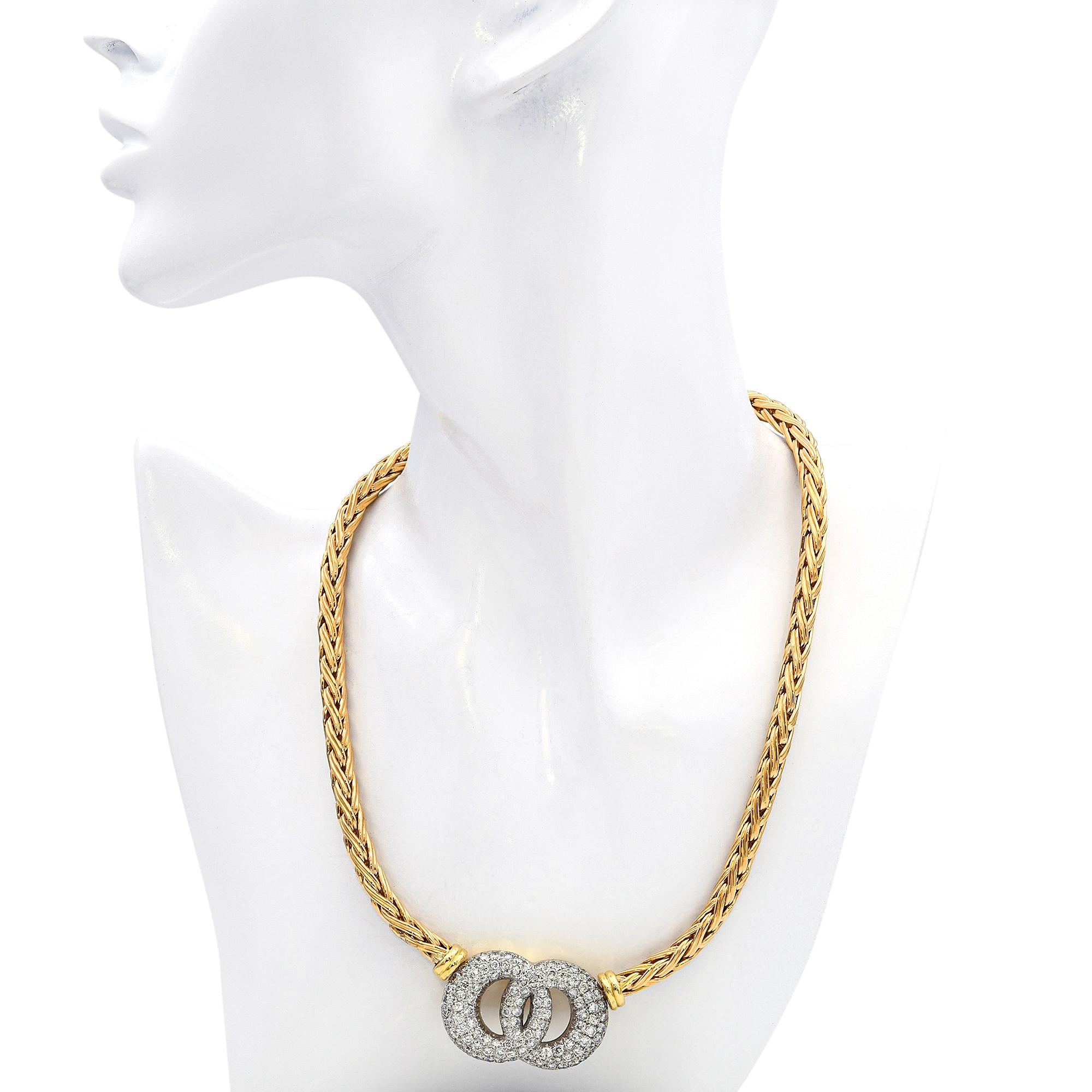 18k Yellow Gold Linked 3.4tcw Diamond Pave Rope Necklace