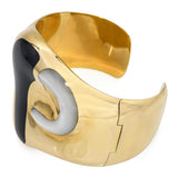 Rare Tiffany & Co Elsa Peretti 18k Yellow Gold Onyx and Mother Of Pearl Cuff