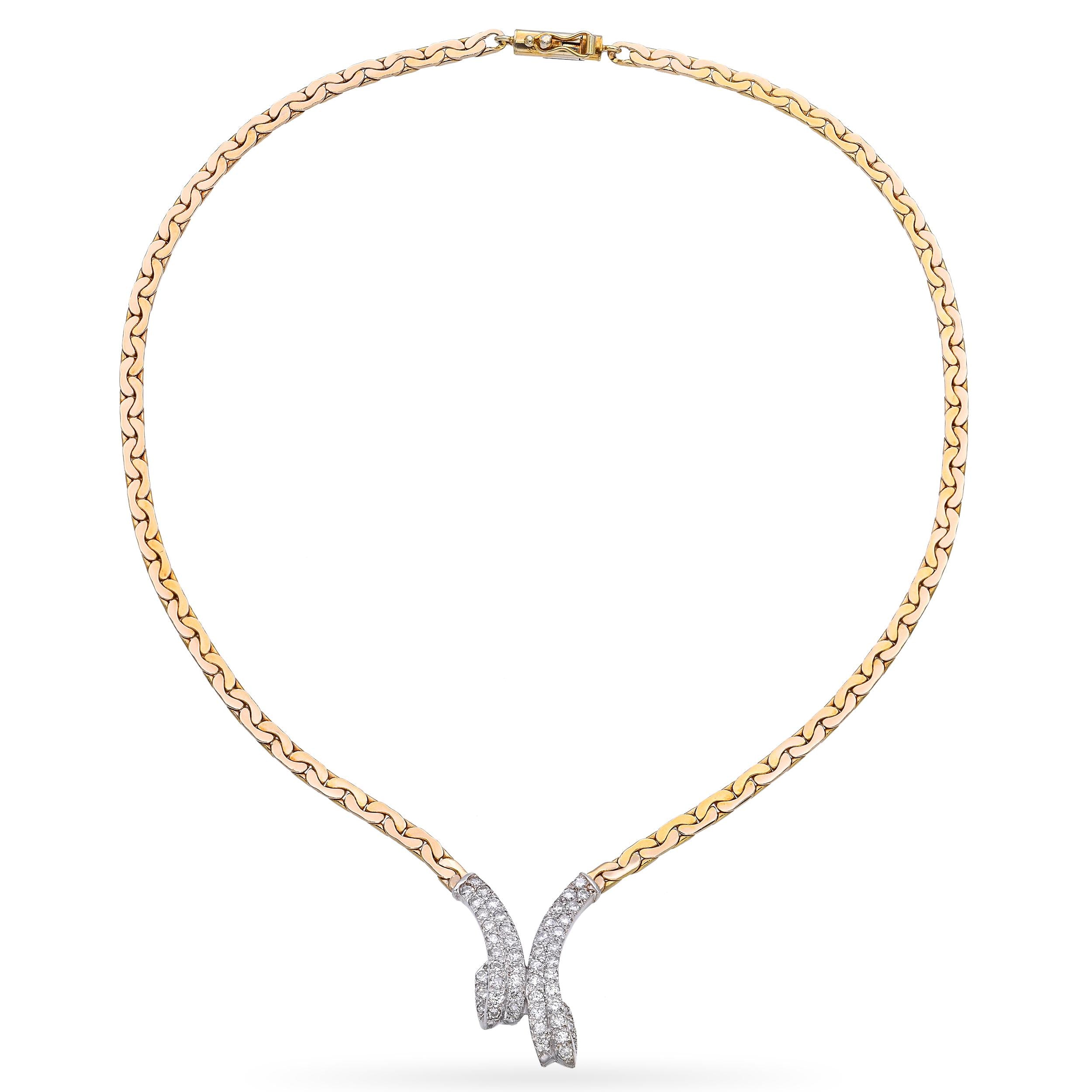 14k Gold 1.32tcw Diamond Pave V-Style Necklace