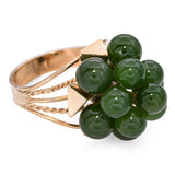 Vintage Yellow Gold Green Jade Cluster Ring