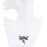 Antique Sterling Silver Plique a' Jour Enamel and Paste Dragonfly Brooch