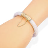 Vintage 14k Yellow Gold GIA Type A Lavender Jadeite Jade Hinged Bangle Bracelet