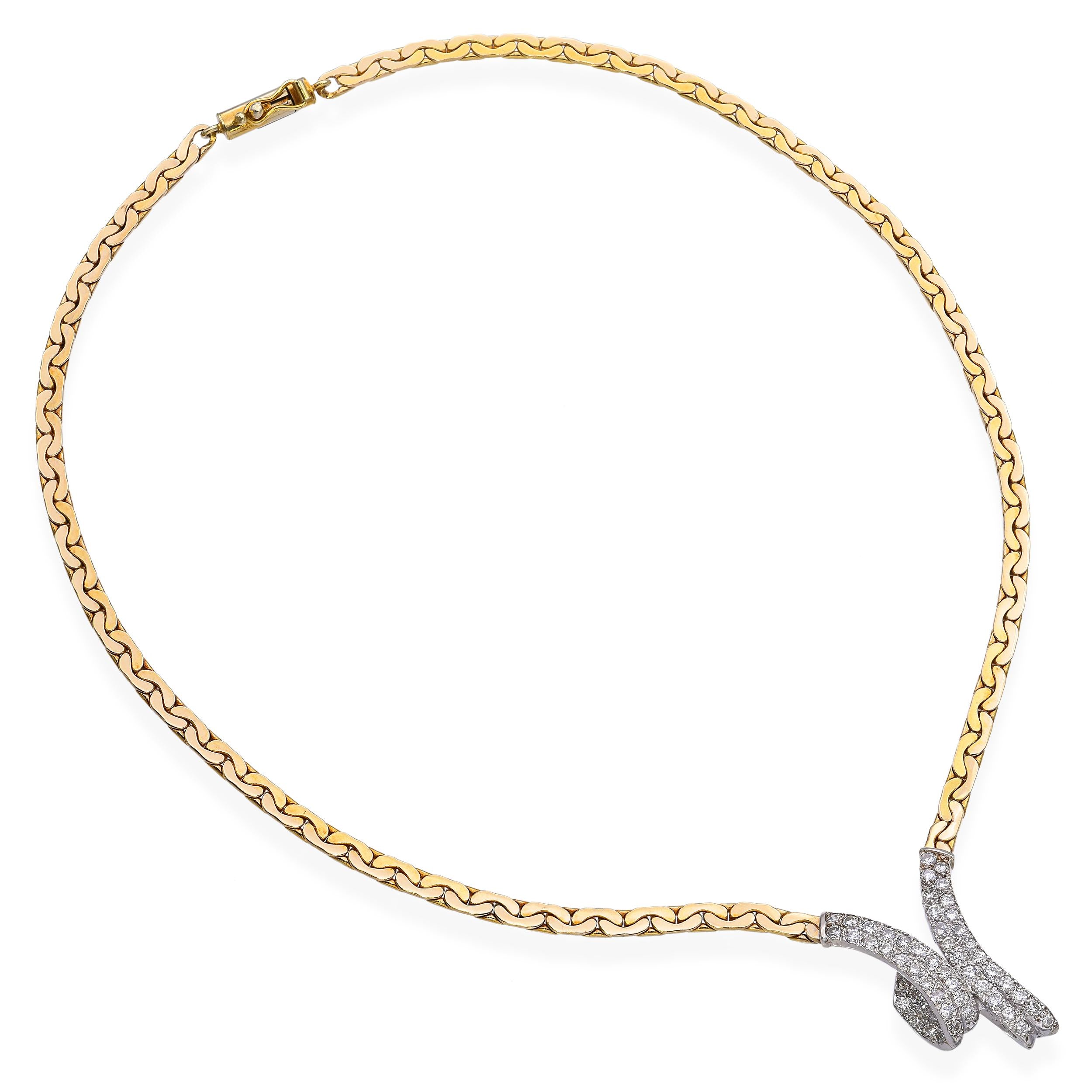 14k Gold 1.32tcw Diamond Pave V-Style Necklace