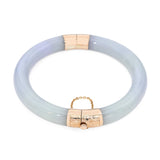 14k Yellow Gold GIA Graded Type A Jadeite Jade Hinged Bracelet