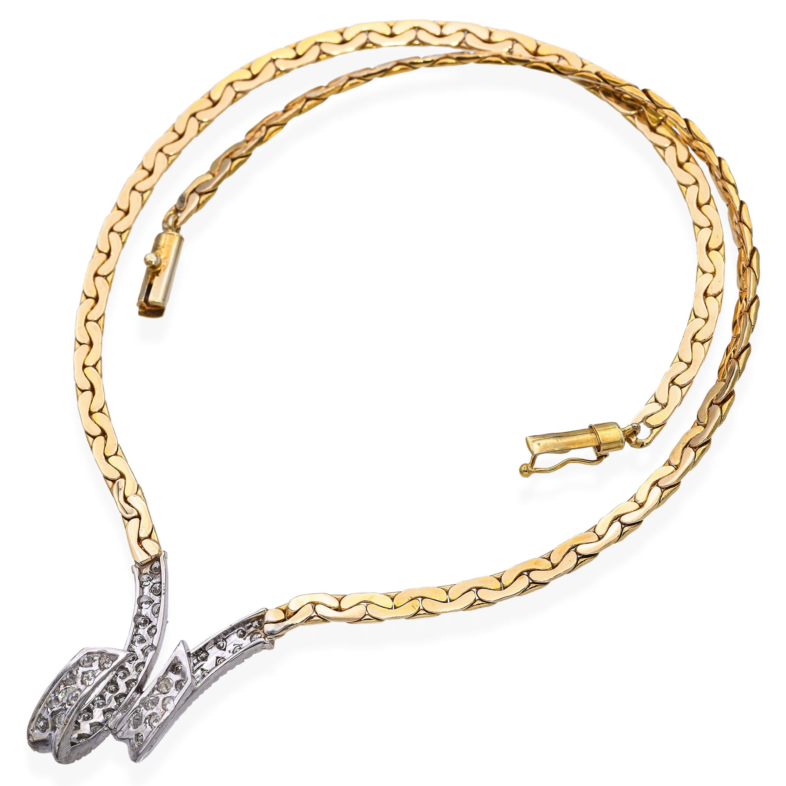 14k Gold 1.32tcw Diamond Pave V-Style Necklace