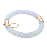 14k Yellow Gold GIA Graded Type A Jadeite Jade Hinged Bracelet