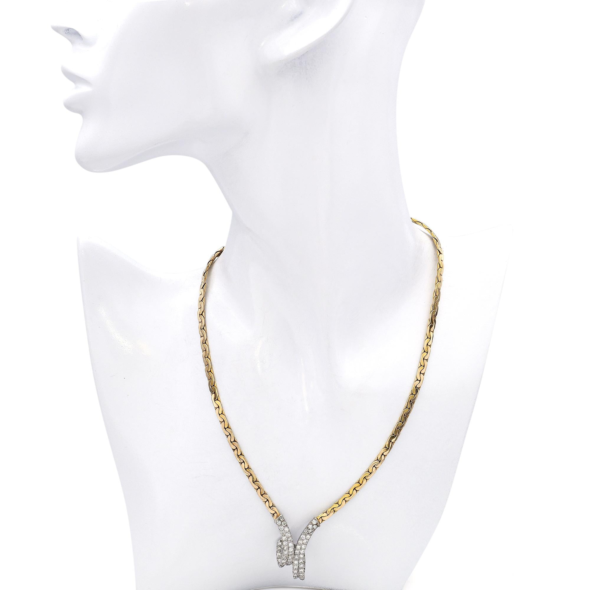 14k Gold 1.32tcw Diamond Pave V-Style Necklace