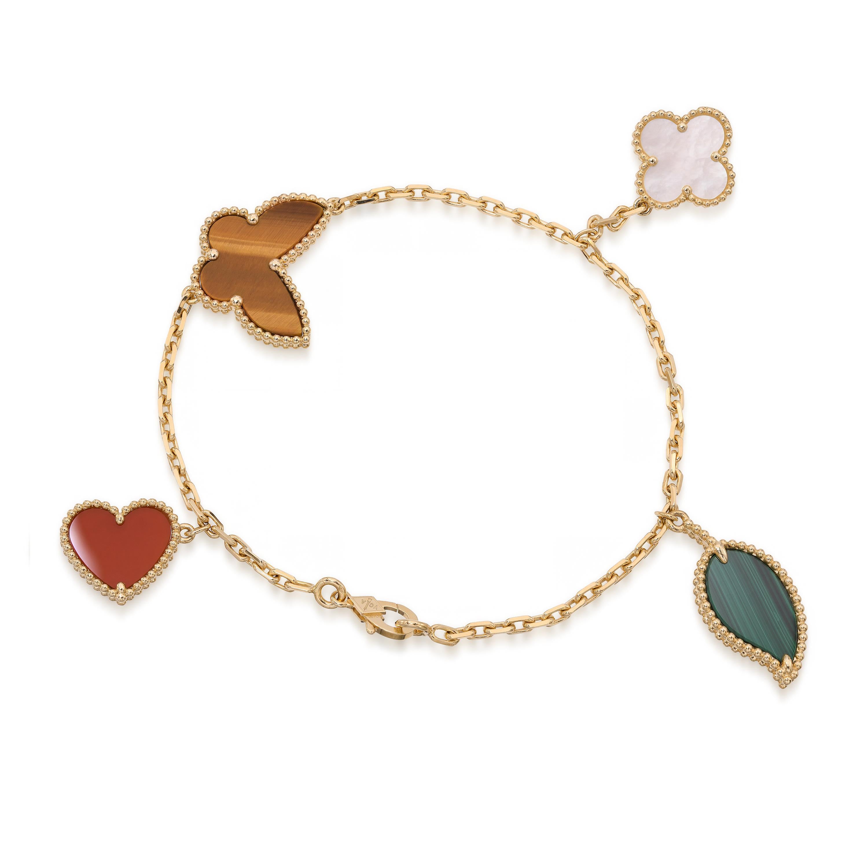 Van Cleef and Arpels 18k Yellow Gold  Lucky Alhambra Charm Bracelet