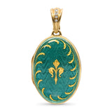 Faberge by Victor Mayer 18k Yellow Gold Fleur Di Lis Guilloche Enamel Locket