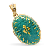 Faberge by Victor Mayer 18k Yellow Gold Fleur Di Lis Guilloche Enamel Locket