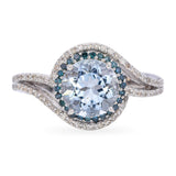 10k White Gold 2.1ct Aquamarine and 0.48tcw Diamond Halo Ring