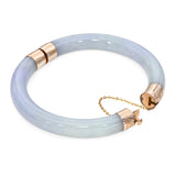 14k Yellow Gold GIA Graded Type A Jadeite Jade Hinged Bracelet