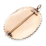 Antique Victorian Yellow Gold Pearl and Guilloche Enamel Keepsake Brooch