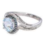 10k White Gold 2.1ct Aquamarine and 0.48tcw Diamond Halo Ring