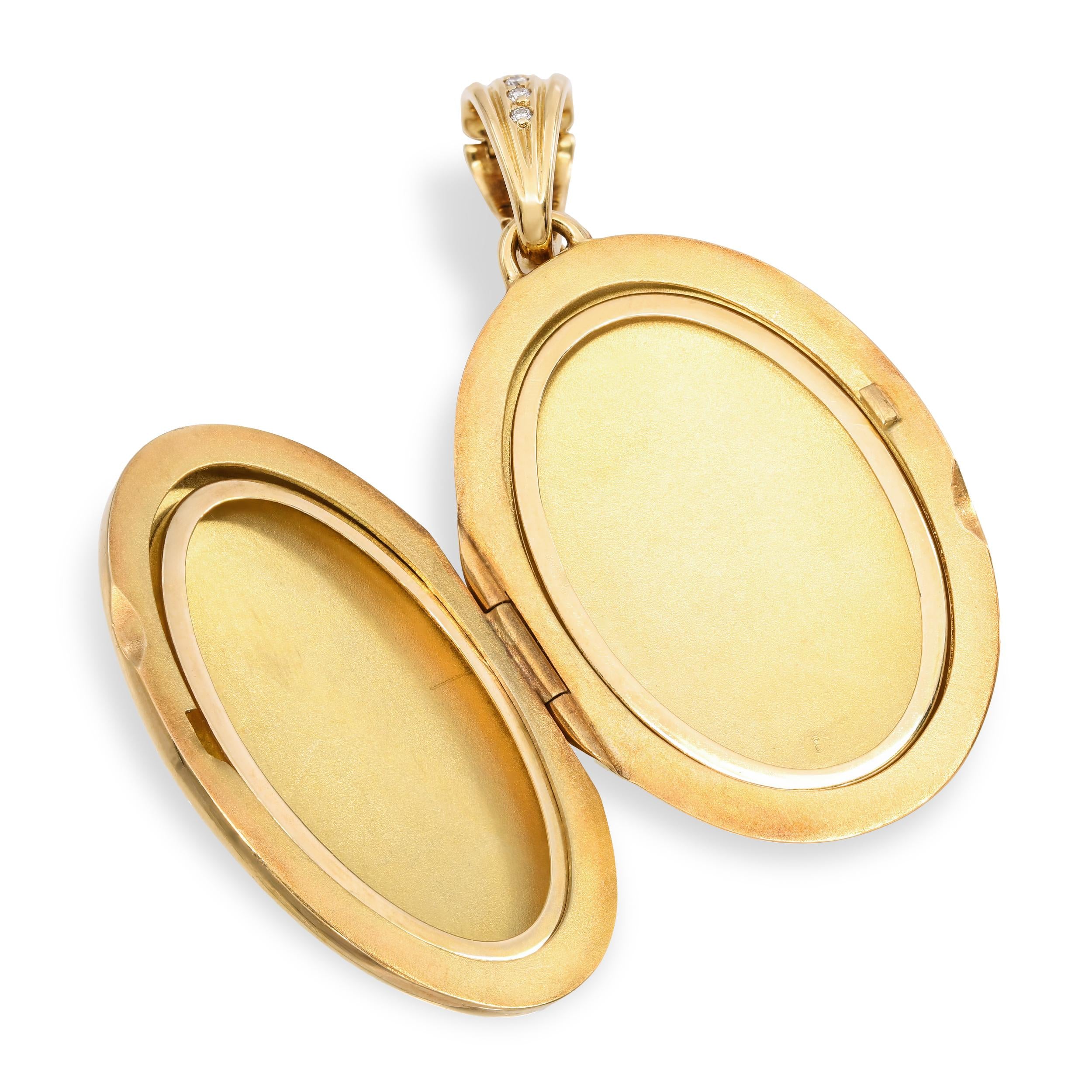 Faberge by Victor Mayer 18k Yellow Gold Fleur Di Lis Guilloche Enamel Locket