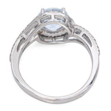 10k White Gold 2.1ct Aquamarine and 0.48tcw Diamond Halo Ring
