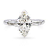 Vintage Platinum 1.52tcw Marquise & Tapered Baguette Diamond Engagement Ring