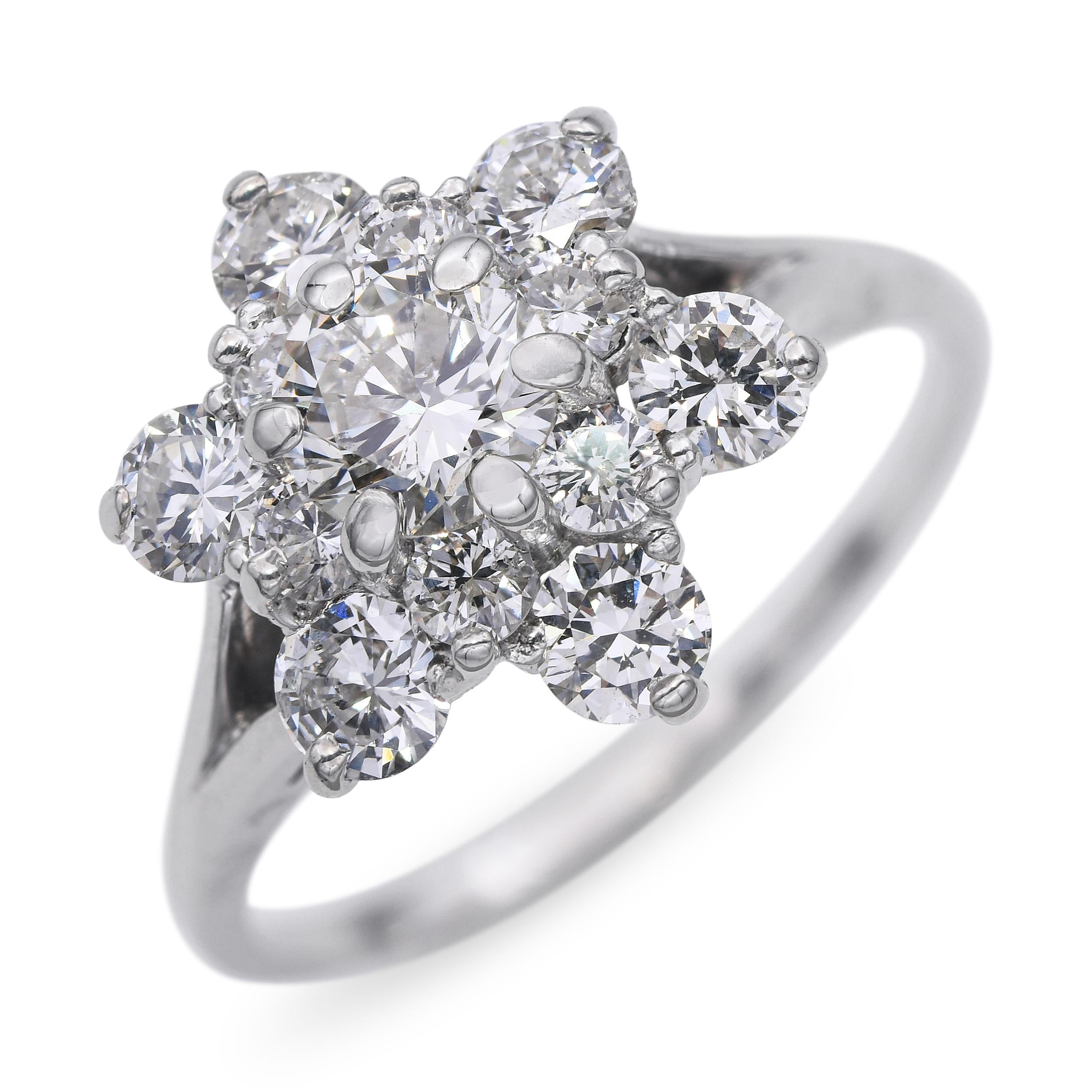 Vintage White Gold 1.52tcw H Si Diamond Ring