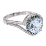 10k White Gold 2.1ct Aquamarine and 0.48tcw Diamond Halo Ring
