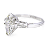 Vintage Platinum 1.52tcw Marquise & Tapered Baguette Diamond Engagement Ring