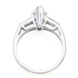 Vintage Platinum 1.52tcw Marquise & Tapered Baguette Diamond Engagement Ring