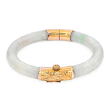 Vintage 14k Yellow Gold GIA Graded Type A Green Jadeite Jade Hinge Bracelet