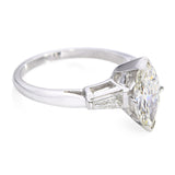 Vintage Platinum 1.52tcw Marquise & Tapered Baguette Diamond Engagement Ring