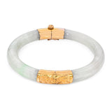 Vintage 14k Yellow Gold GIA Graded Type A Green Jadeite Jade Hinge Bracelet