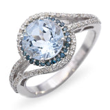 10k White Gold 2.1ct Aquamarine and 0.48tcw Diamond Halo Ring