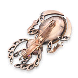 Antique Silver Topped 14k Gold Rose Cut Diamond, Pearl, and Ruby Scarab Brooch
