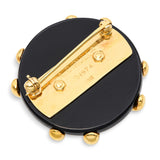 Vintage Aldo Cipullo 1974 18k Yellow Gold Onyx & Amethyst Brooch