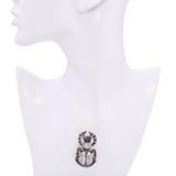 Antique Silver Topped 14k Gold Rose Cut Diamond, Pearl, and Ruby Scarab Brooch