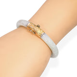 Vintage 14k Yellow Gold GIA Graded Type A Green Jadeite Jade Hinge Bracelet